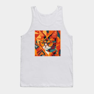 cat wearing glasses Tank Top